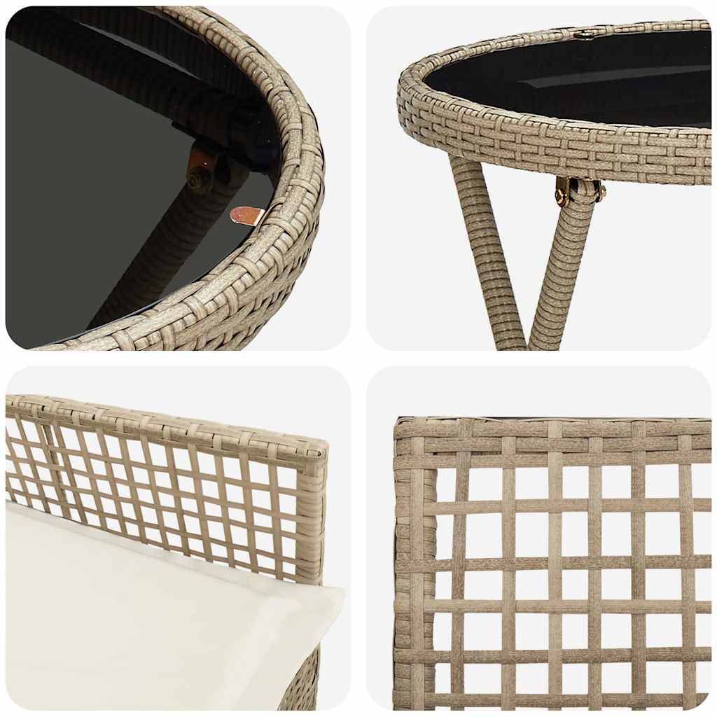 Vidaxl - Ensemble bistro de jardin 3 pcs-Salons de jardin Beige polyrotin 870819 - Image 9