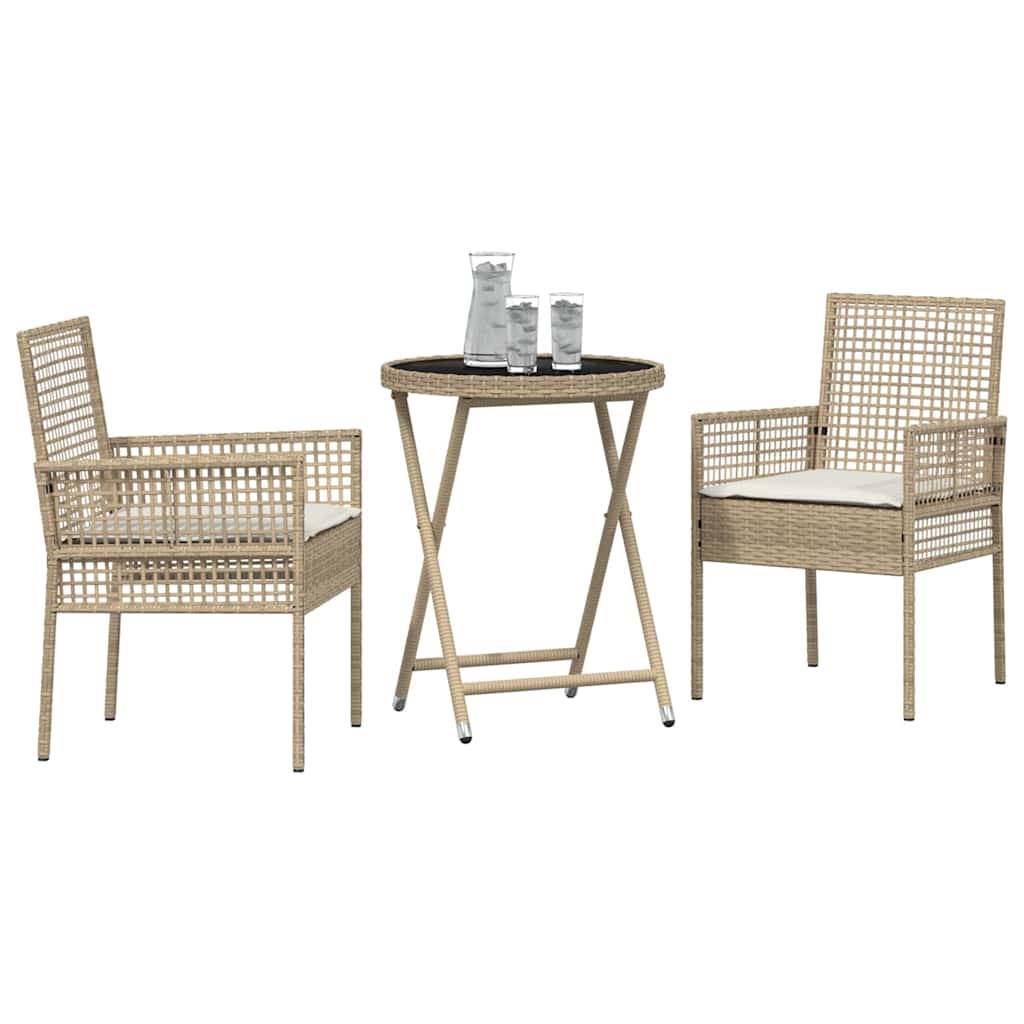 Vidaxl - Ensemble bistro de jardin 3 pcs-Salons de jardin Beige polyrotin 870819 - Image 3