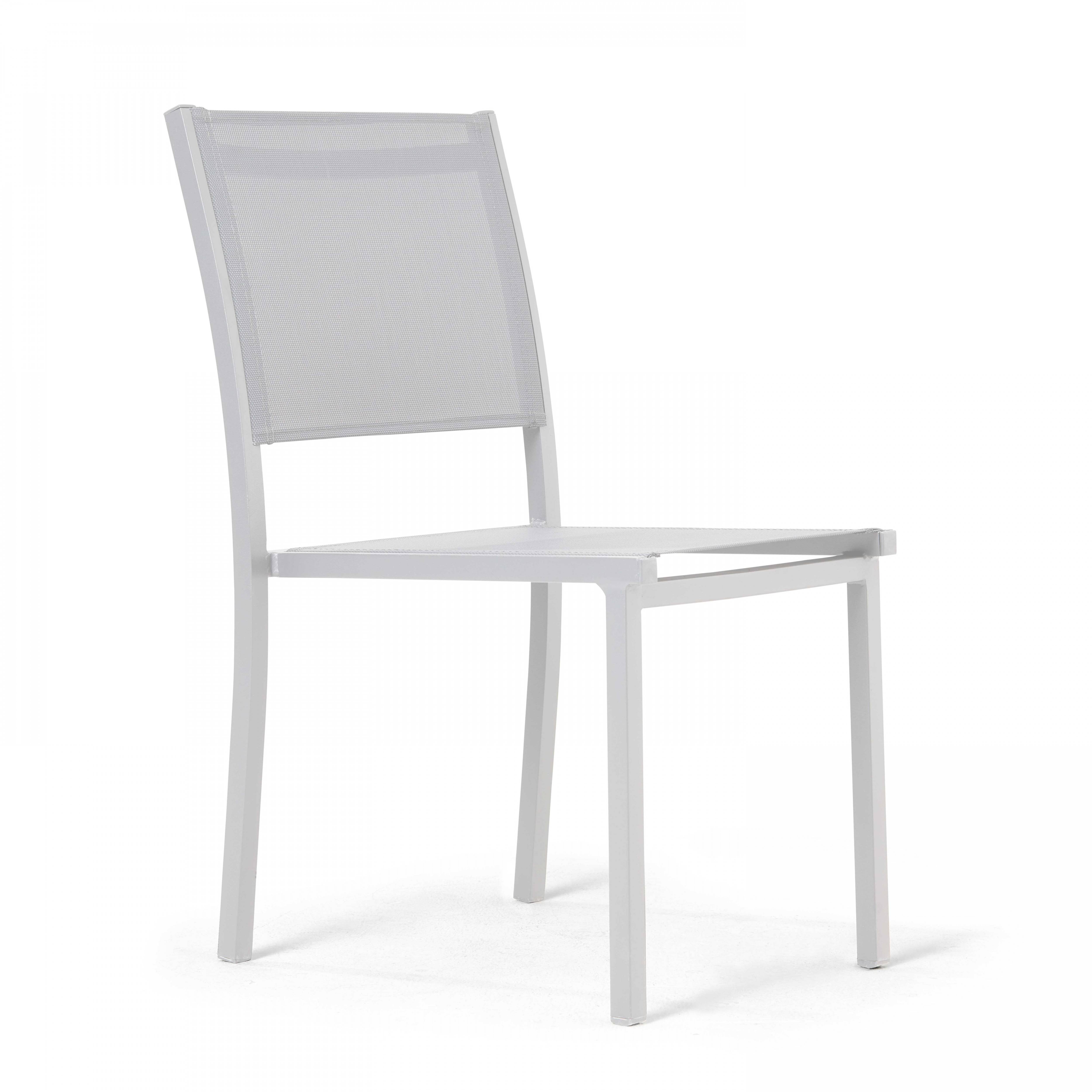 Oviala - Chaise de jardin aluminium et textilène blanc Nice - Oviala - Imagen 1