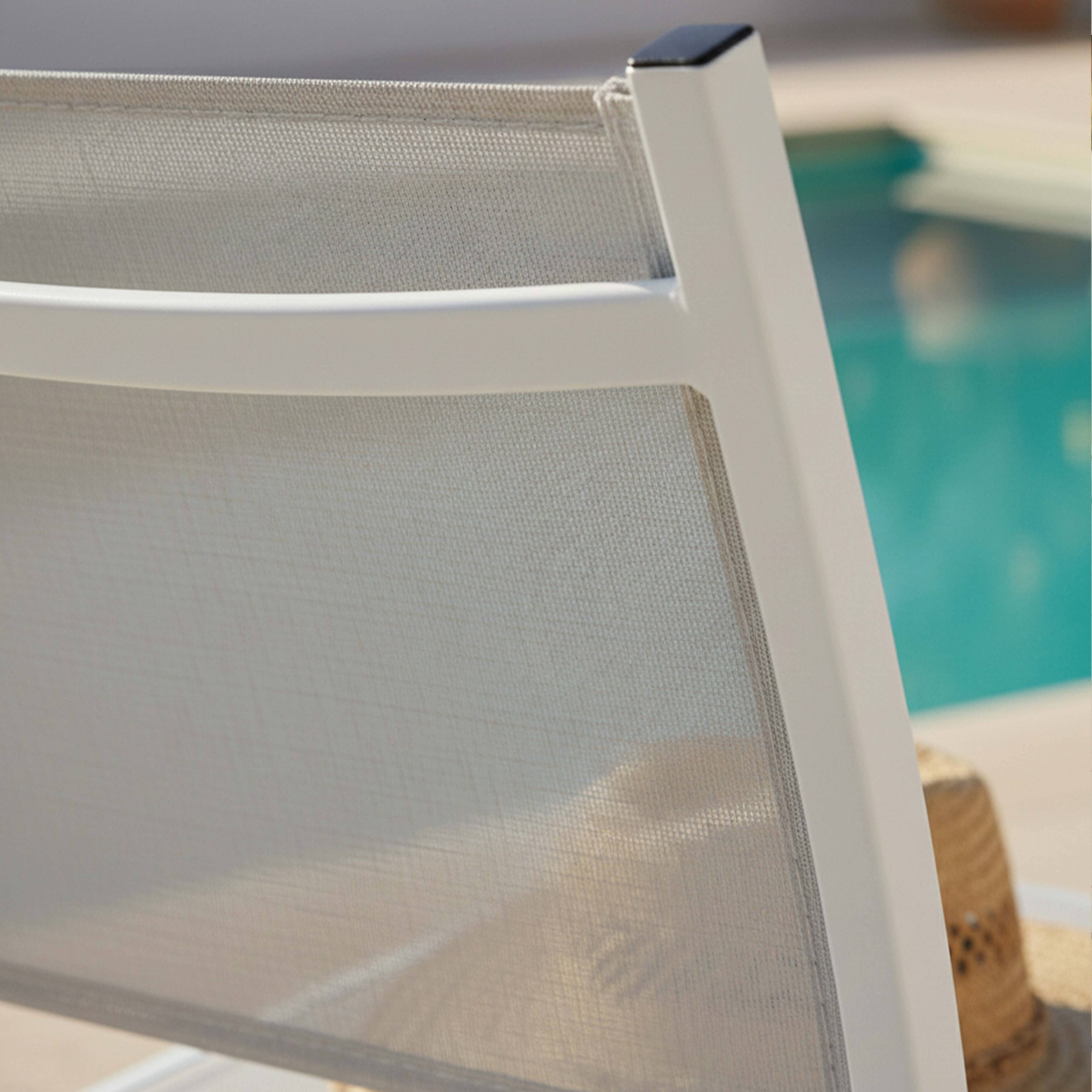 Oviala - Chaise de jardin aluminium et textilène blanc Nice - Oviala - Imagen 3