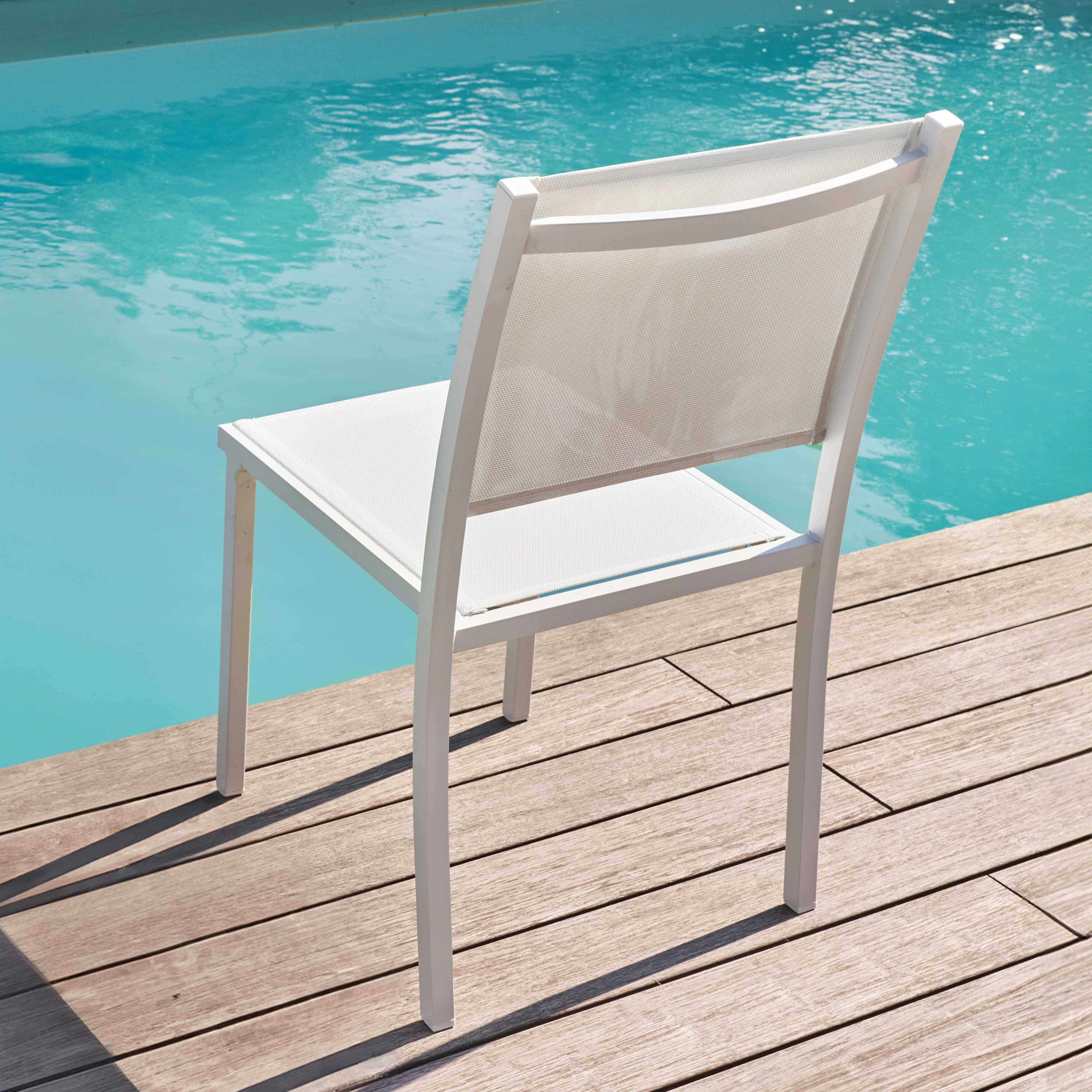 Oviala - Chaise de jardin aluminium et textilène blanc Nice - Oviala - Imagen 4