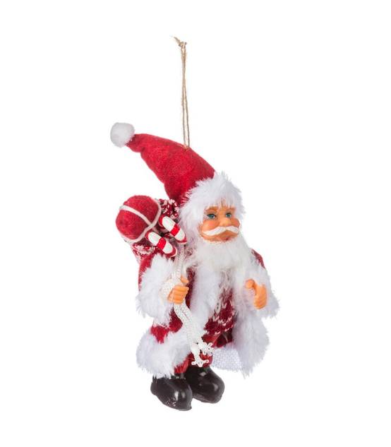 Sujet à suspendre Père Noël scandinave en habit rouge et blanc