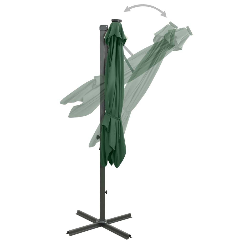 Helloshop26 - Parasol meuble de jardin déporté avec mât et lumières led 250 cm vert - Imagen 6