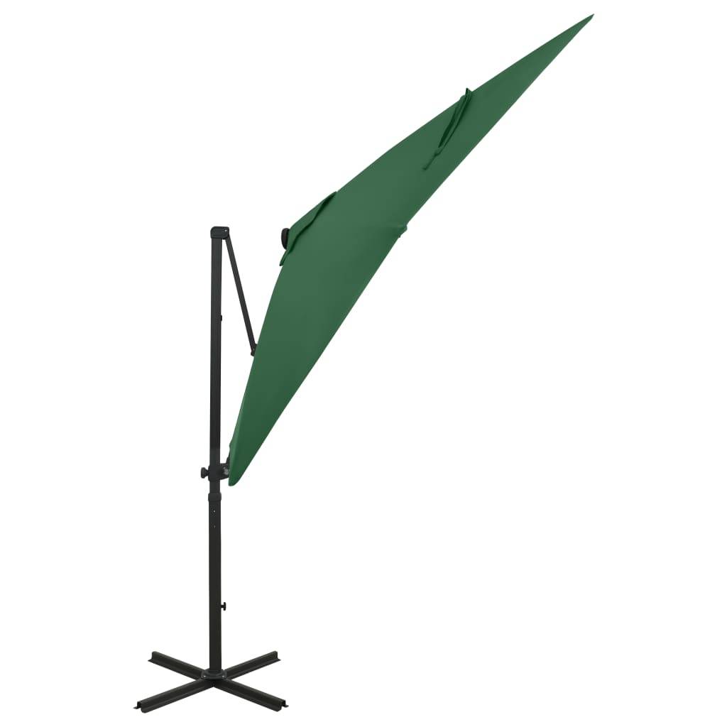Helloshop26 - Parasol meuble de jardin déporté avec mât et lumières led 250 cm vert - Imagen 2
