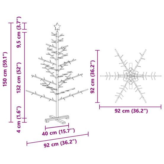 Vidaxl - Arbre de Noël en bois Naturel 150 cm Bois de pin massif vidaXL 42018056 - Image 3