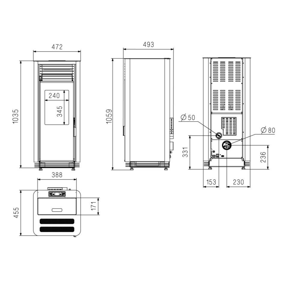 Supra - Poêle à granulés étanche CALLIOPÉ 8 kW Noir – RT2012/ RE2020 - Image 3