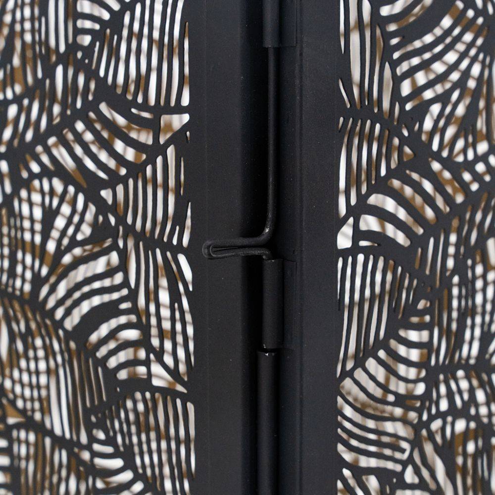 Aubry Gaspard - Lanternes en métal laqué noir carrée motif feuilles (Lot de 2) - Imagen 4