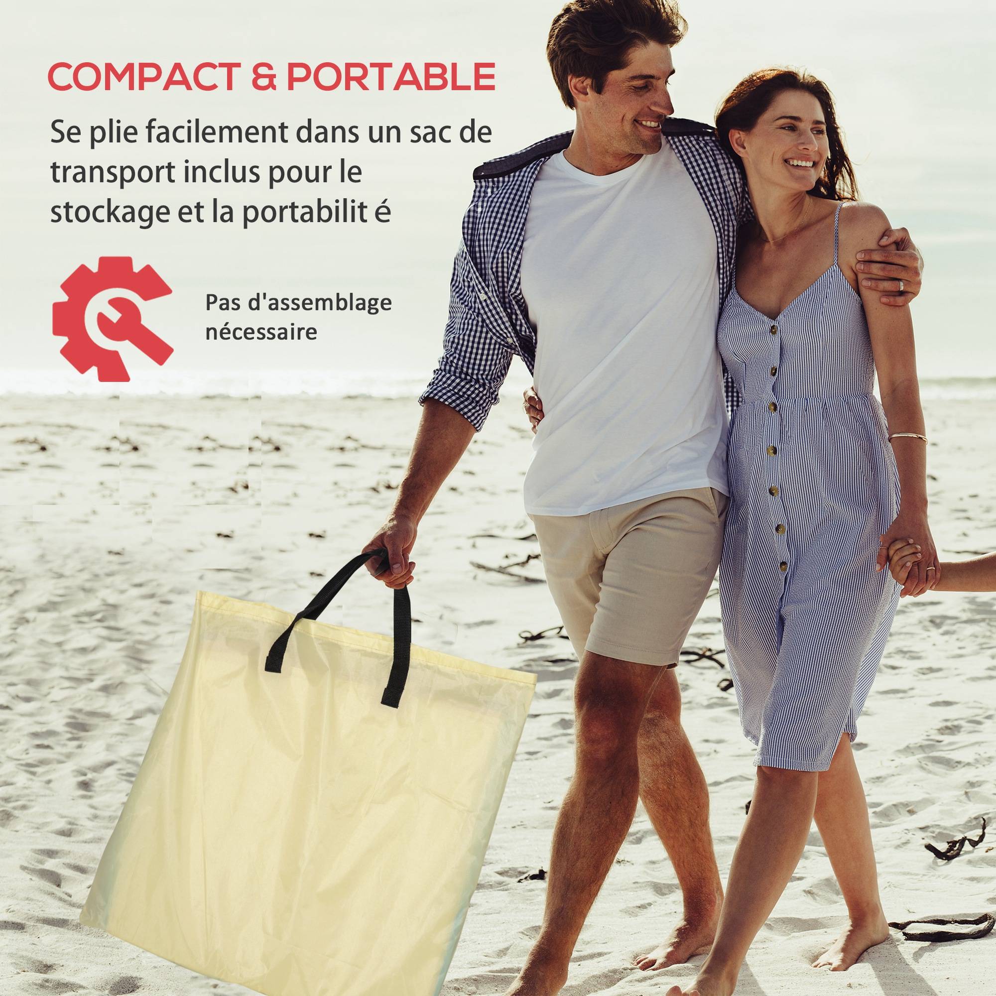 Outsunny - Lot de 2 tapis de plage rembourrés - dossier inclinable 5 positions - sac transport inclus - acier polyester beige - Outsunny - Imagen 5
