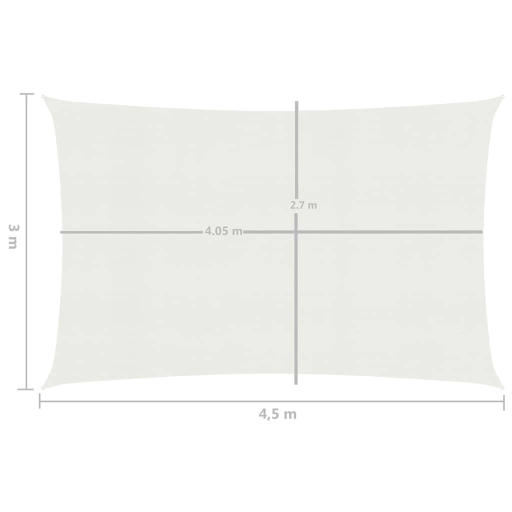 Helloshop26 - Voile toile d'ombrage parasol 160 g/m² 3 x 4,5 m PEHD blanc - Imagen 6