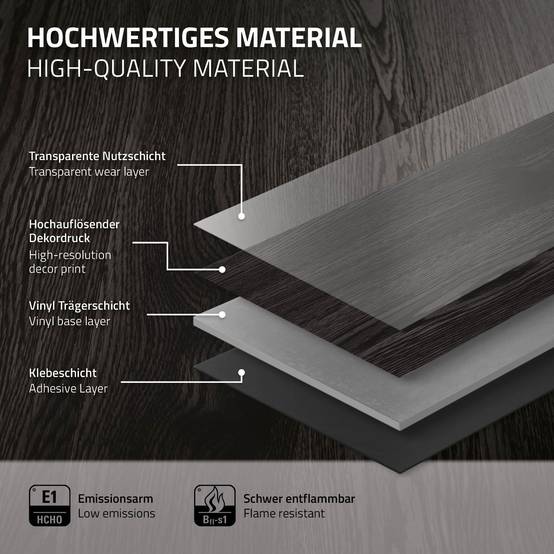 Revêtement de sol autocollant en PVC vinyle 11,15m²/80 planches 91,5 cm x 15,3 cm gris foncé aspect chêne antidérapant résistant à l'eau l'abrasion - Image 6