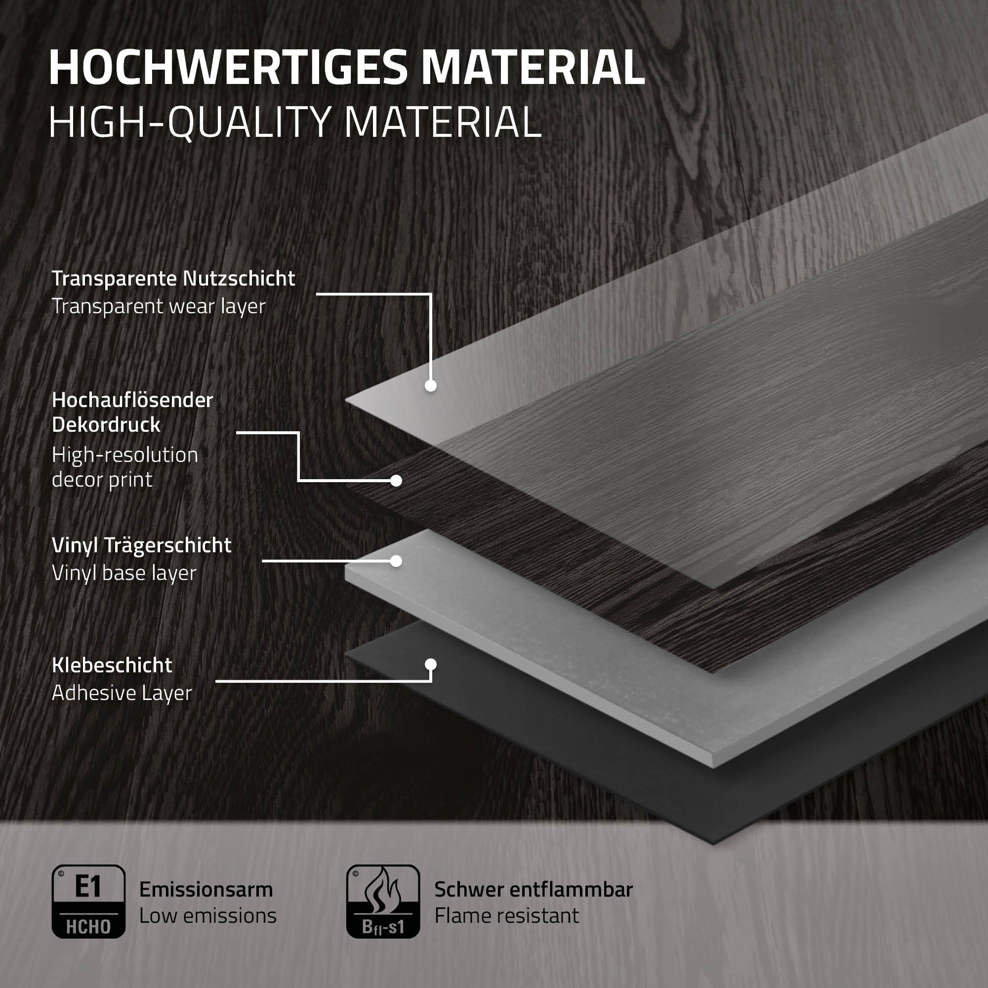 Revêtement de sol autocollant en PVC vinyle 11,15m²/80 planches 91,5 cm x 15,3 cm gris foncé aspect chêne antidérapant résistant à l'eau l'abrasion - Image 6