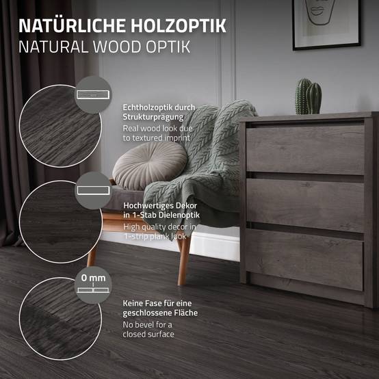 Revêtement de sol autocollant en PVC vinyle 11,15m²/80 planches 91,5 cm x 15,3 cm gris foncé aspect chêne antidérapant résistant à l'eau l'abrasion - Image 3