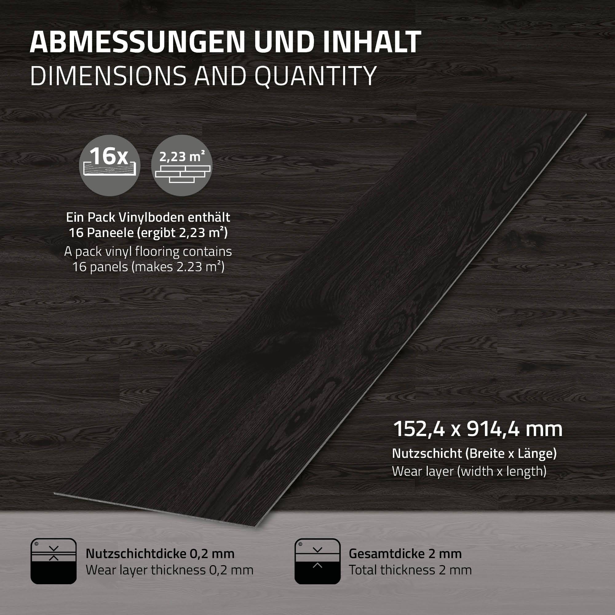 Revêtement de sol autocollant en PVC vinyle 11,15m²/80 planches 91,5 cm x 15,3 cm gris foncé aspect chêne antidérapant résistant à l'eau l'abrasion - Image 7
