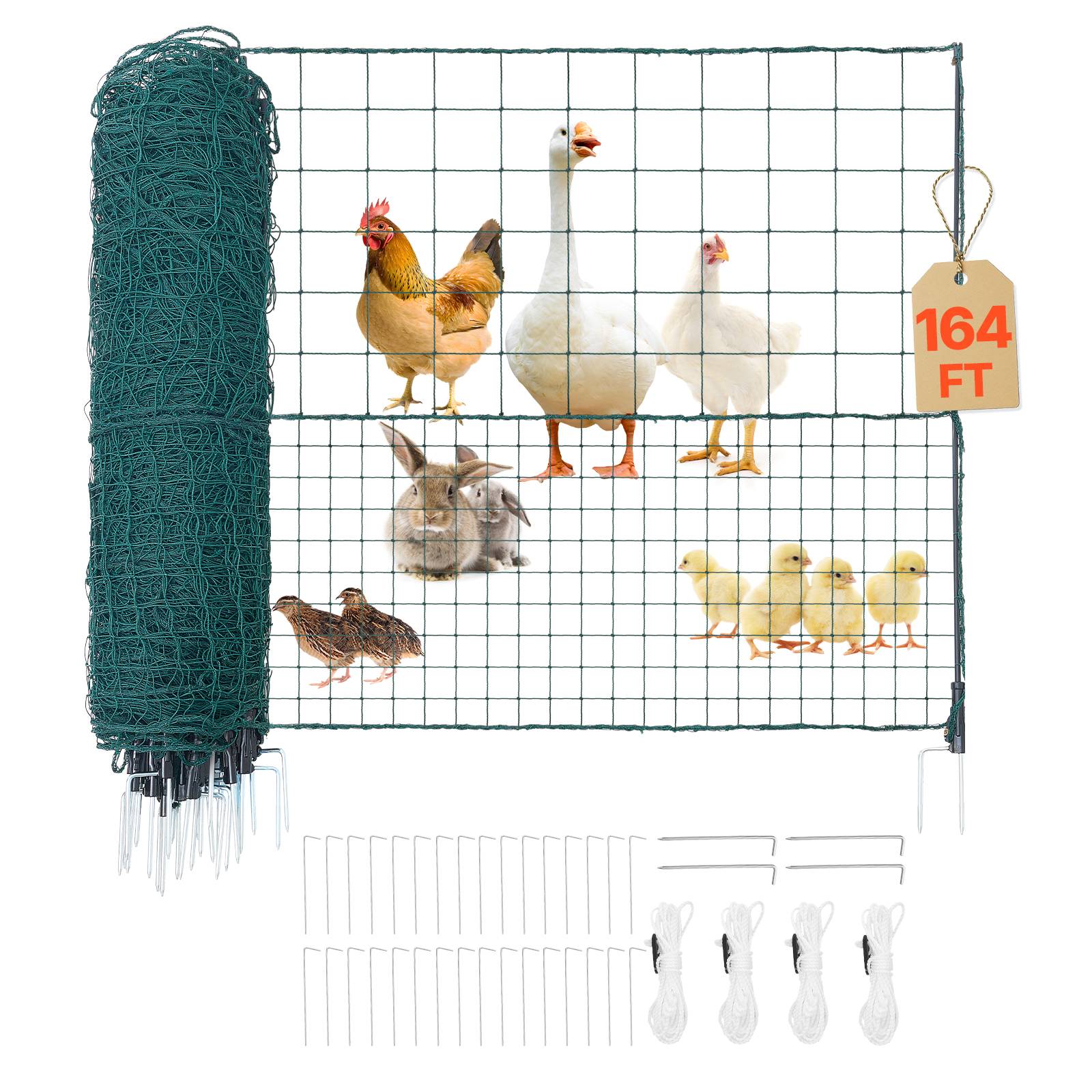 Vevor - VEVOR Clôture filet mobile 50 x 1,05 m, filet PE UV, 16 poteaux fibre de verre, piquets double pointe et haubans, idéal jardin, poules, chiens. - Image 1