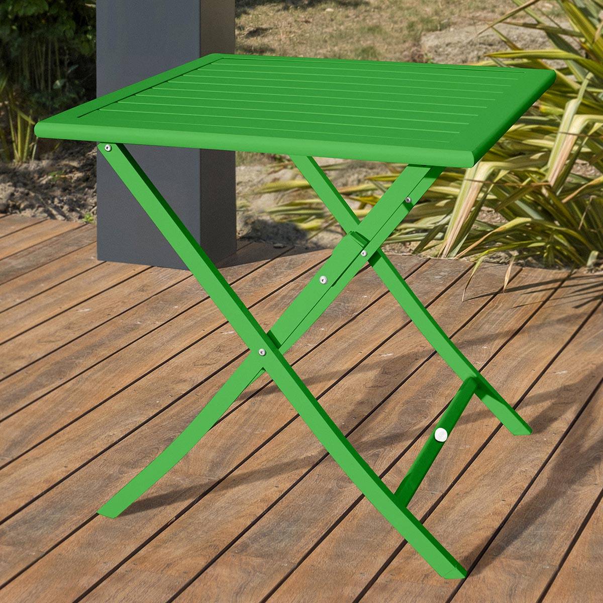 City Garden - Table de jardin carrée pliante en aluminium - Vert prairie - MARIUS - Imagen 4