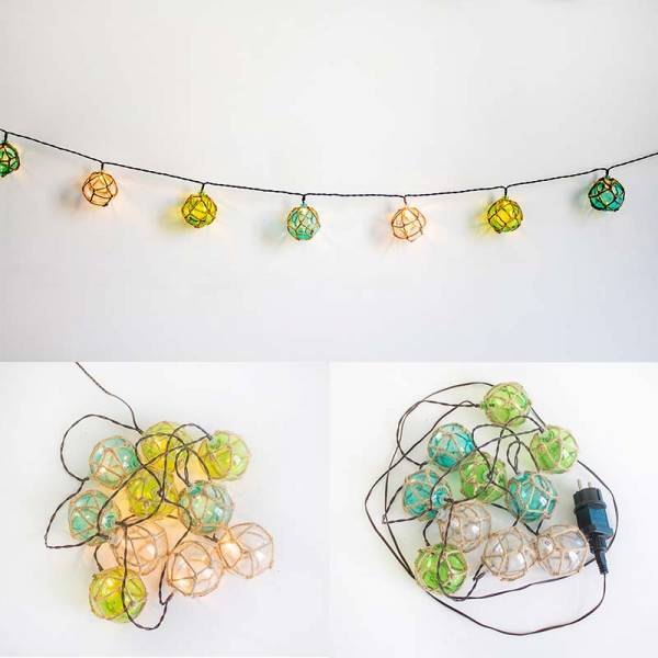 Guirlande lumineuse extérieure boules colorées ficelle tressée 2M MARE 10 LED blanc chaud - Imagen 4