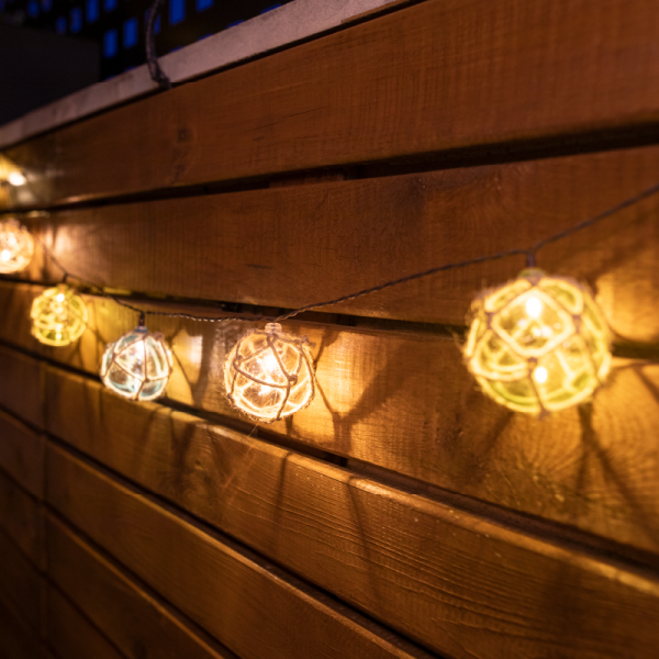 Guirlande lumineuse extérieure boules colorées ficelle tressée 2M MARE 10 LED blanc chaud - Imagen 3