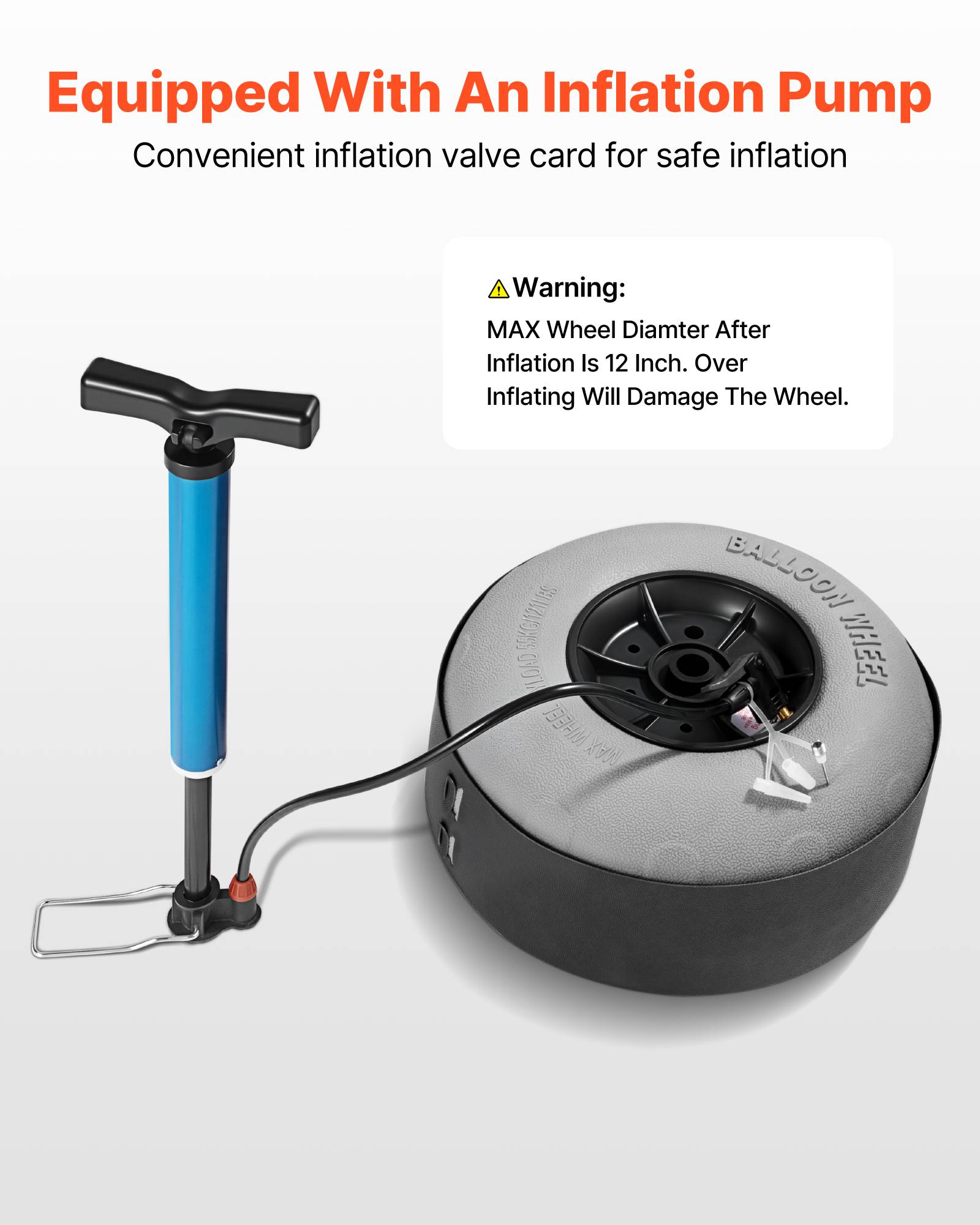 VEVOR Chariot plage grandes roues sable, charge 74,8 kg. Pliable, roues ballon 228,6 mm. - Image 4