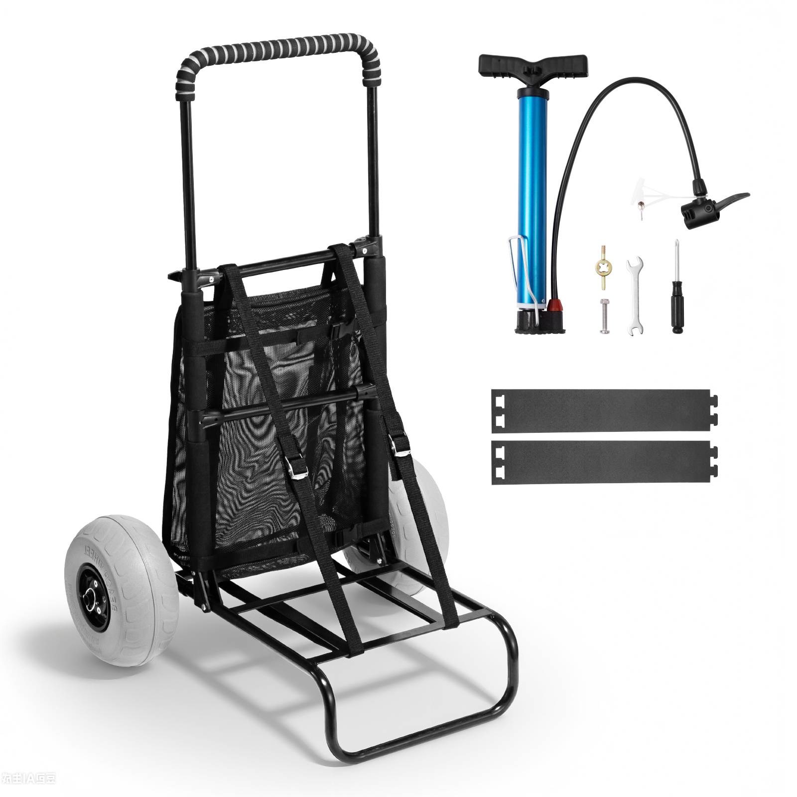 VEVOR Chariot plage grandes roues sable, charge 74,8 kg. Pliable, roues ballon 228,6 mm. - Image 1