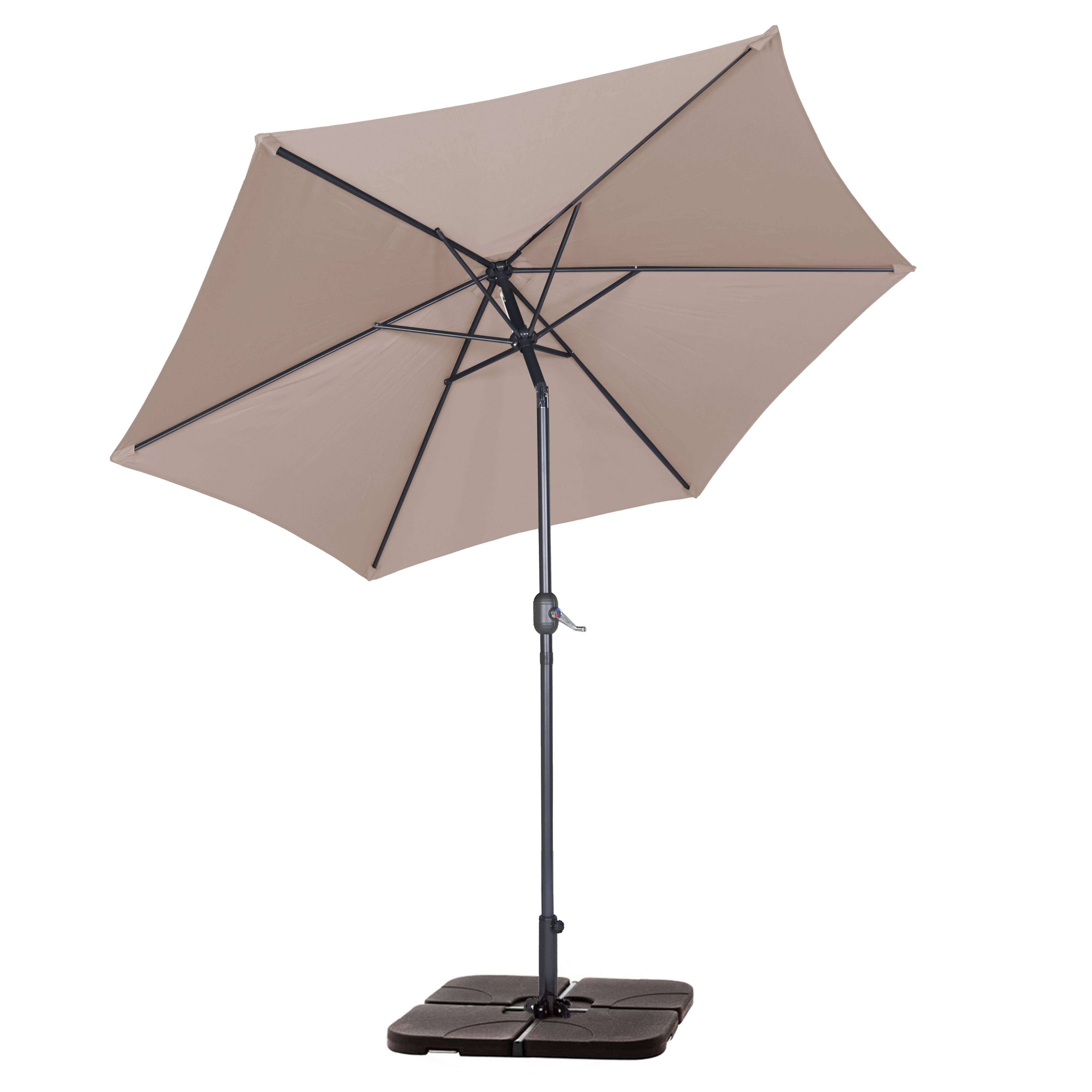 Oviala - Parasol droit inclinable 3m et 4 dalles à lester remplissables taupe Matera - Oviala - Imagen 3
