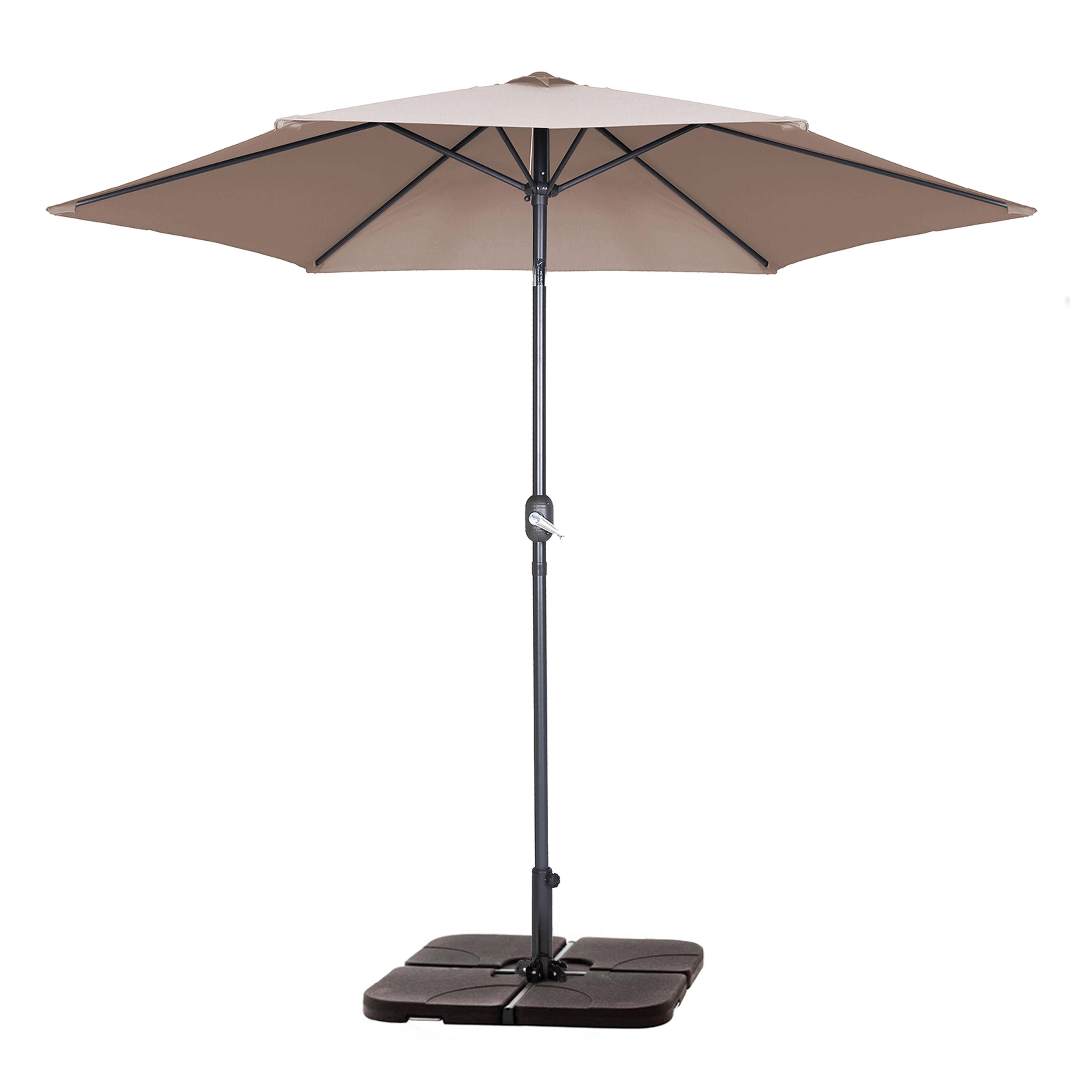 Oviala - Parasol droit inclinable 3m et 4 dalles à lester remplissables taupe Matera - Oviala - Imagen 1