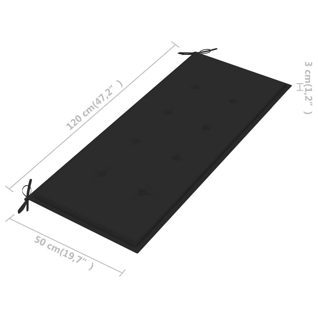 Helloshop26 - Banc de jardin meuble de patio d'extérieur terrasse avec coussin noir 120 cm bois de teck massif - Imagen 9