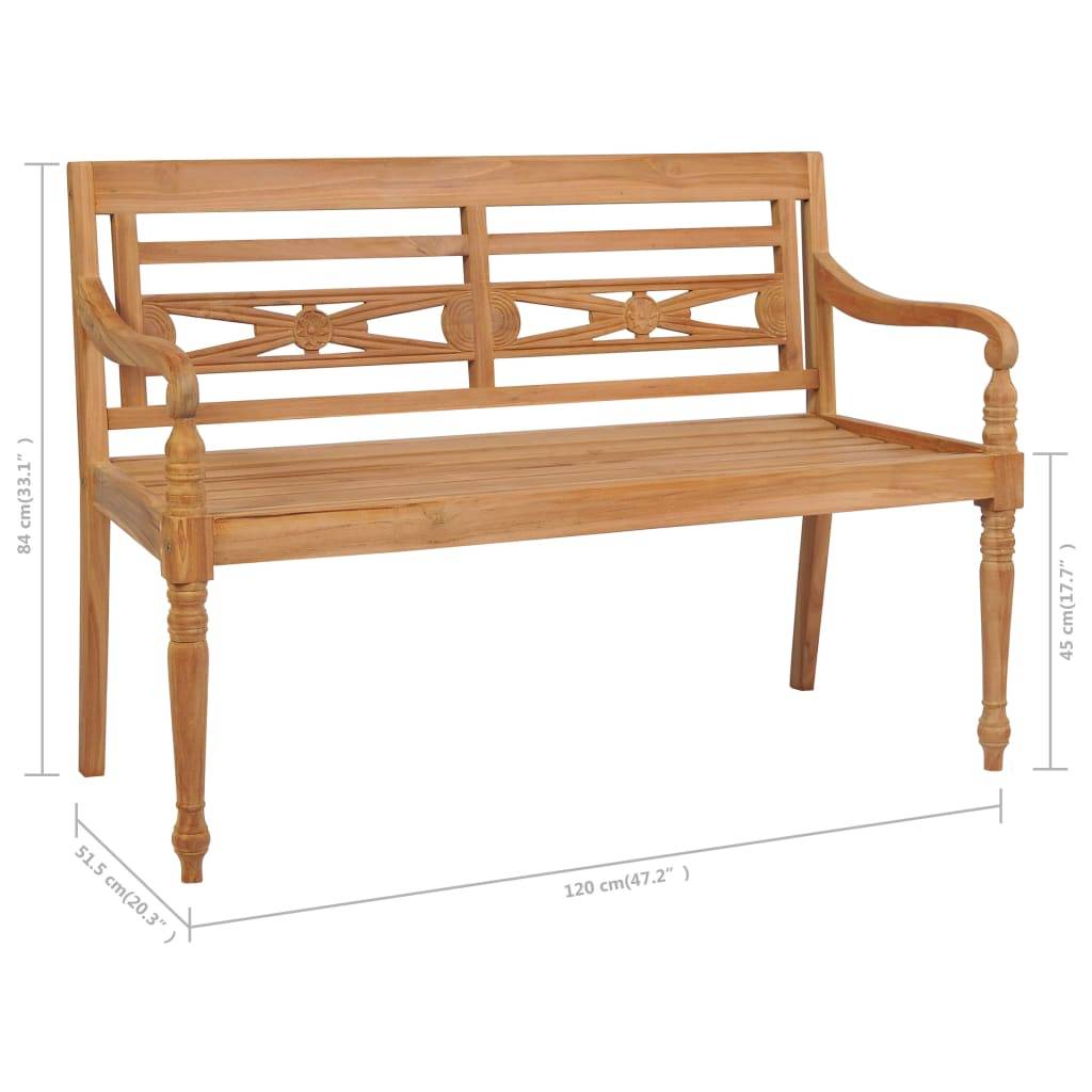 Helloshop26 - Banc de jardin meuble de patio d'extérieur terrasse avec coussin noir 120 cm bois de teck massif - Imagen 8