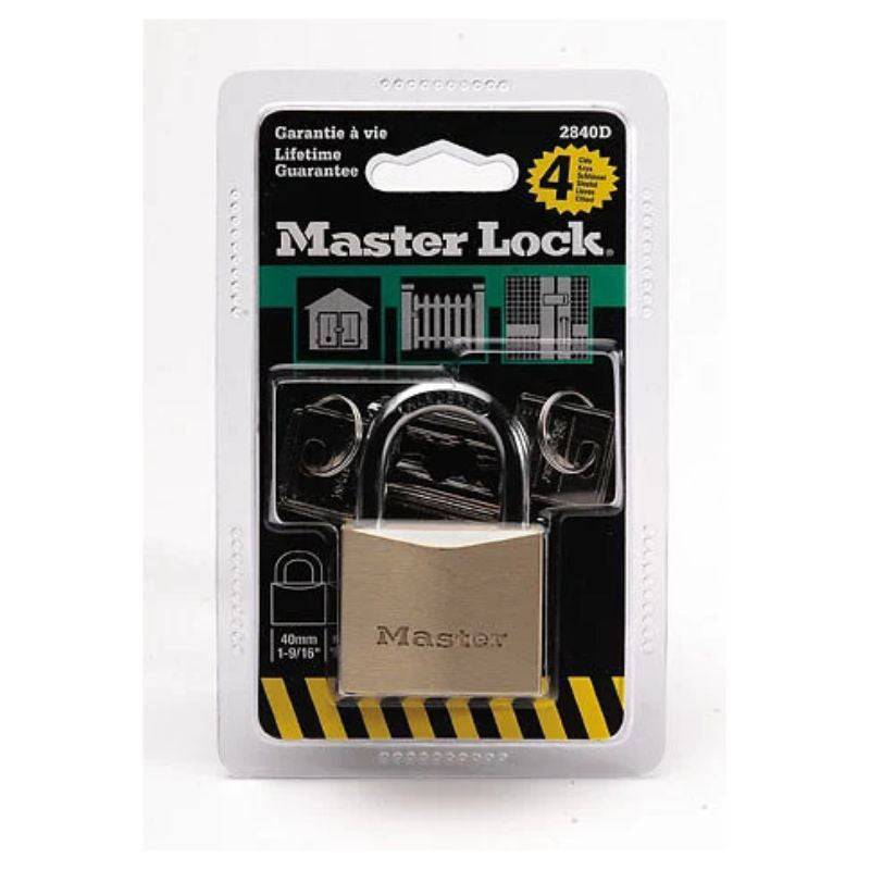 Cadenas cémenté en laiton massif MASTER LOCK 40mm anse d.6xh.24mm 4 clés Master lock