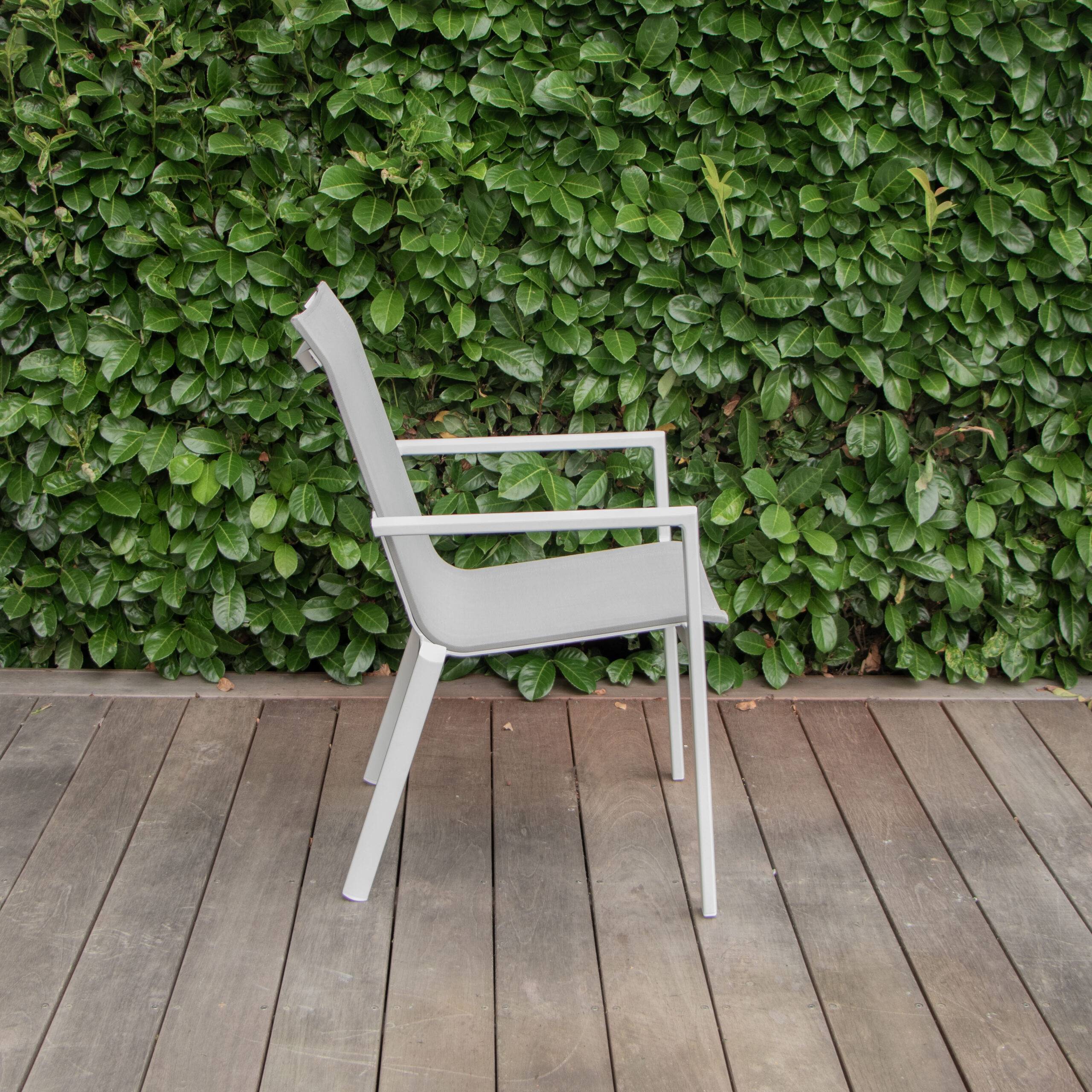 Wilsa Garden - Fauteuil de jardin aluminium blanc textilène WHITESTAR - Imagen 3