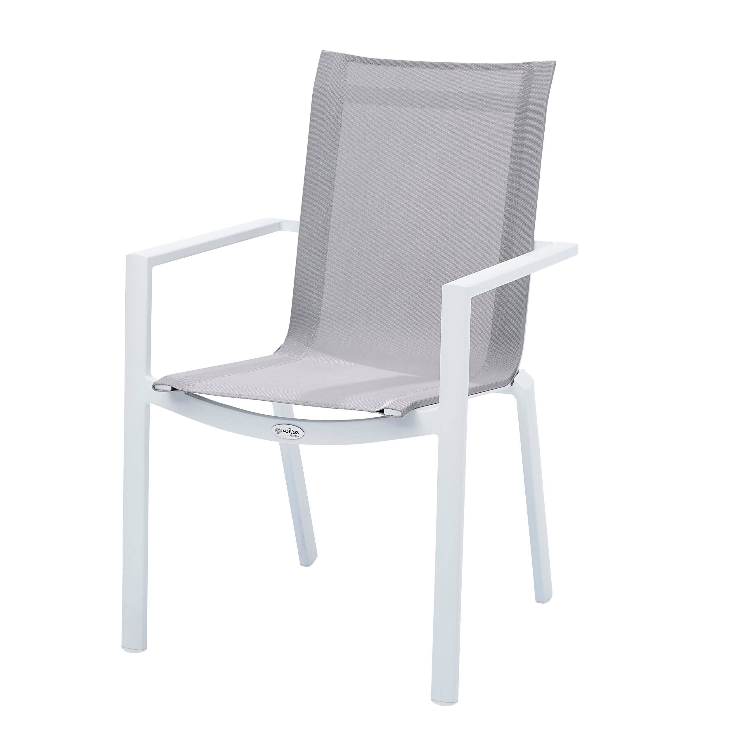 Wilsa Garden - Fauteuil de jardin aluminium blanc textilène WHITESTAR - Imagen 2