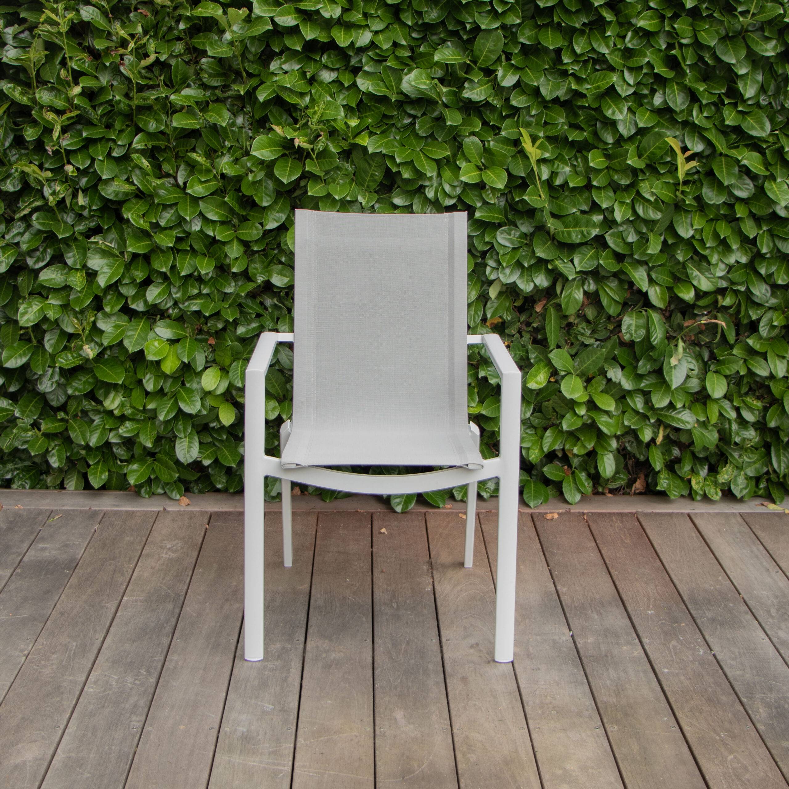 Wilsa Garden - Fauteuil de jardin aluminium blanc textilène WHITESTAR