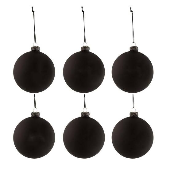 Lot de 6 Boules de Noël "Tableau" 8cm Noir - Image 1