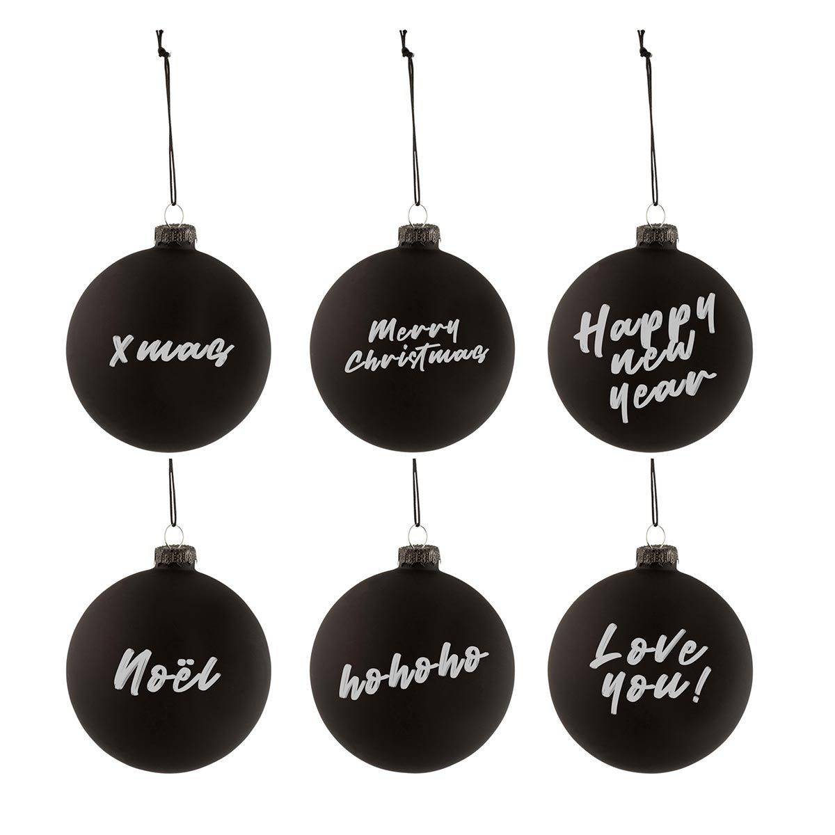 Lot de 6 Boules de Noël "Tableau" 8cm Noir - Image 2