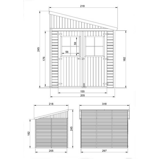 Timbela - Abri de Jardin en Bois Naturel H244x218x318 cm / 6 m² avec paroi latérale et fenêtres - 17 mm d’épaisseur - Timbela M339A - Image 5