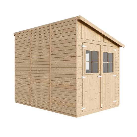 Timbela - Abri de Jardin en Bois Naturel H244x218x318 cm / 6 m² avec paroi latérale et fenêtres - 17 mm d’épaisseur - Timbela M339A - Image 3
