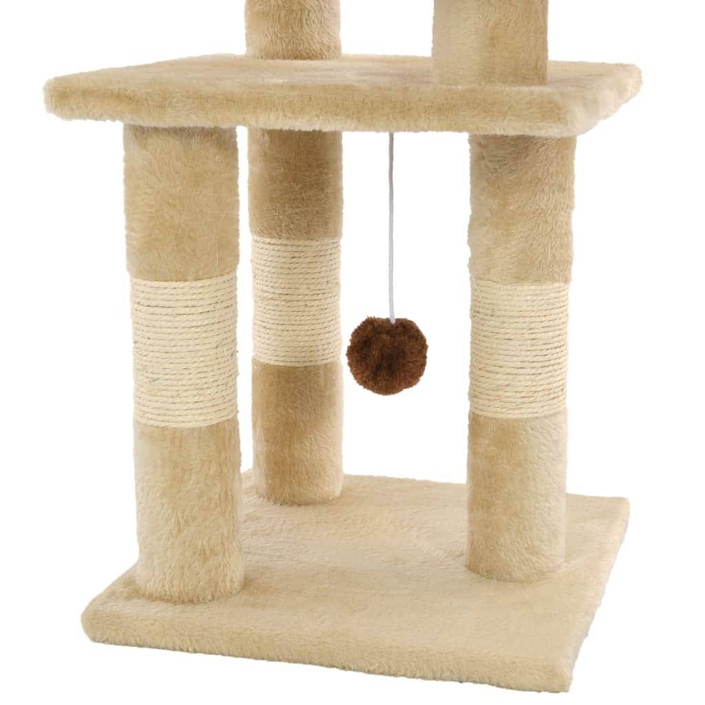 Helloshop26 - Arbre à chat griffoir grattoir niche jouet animaux peluché en sisal 65 cm beige - Imagen 5