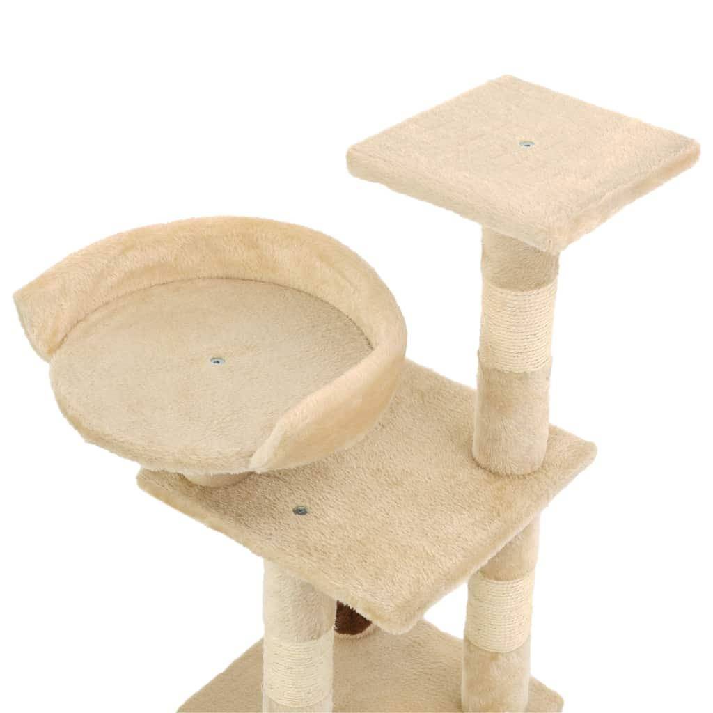 Helloshop26 - Arbre à chat griffoir grattoir niche jouet animaux peluché en sisal 65 cm beige - Imagen 4