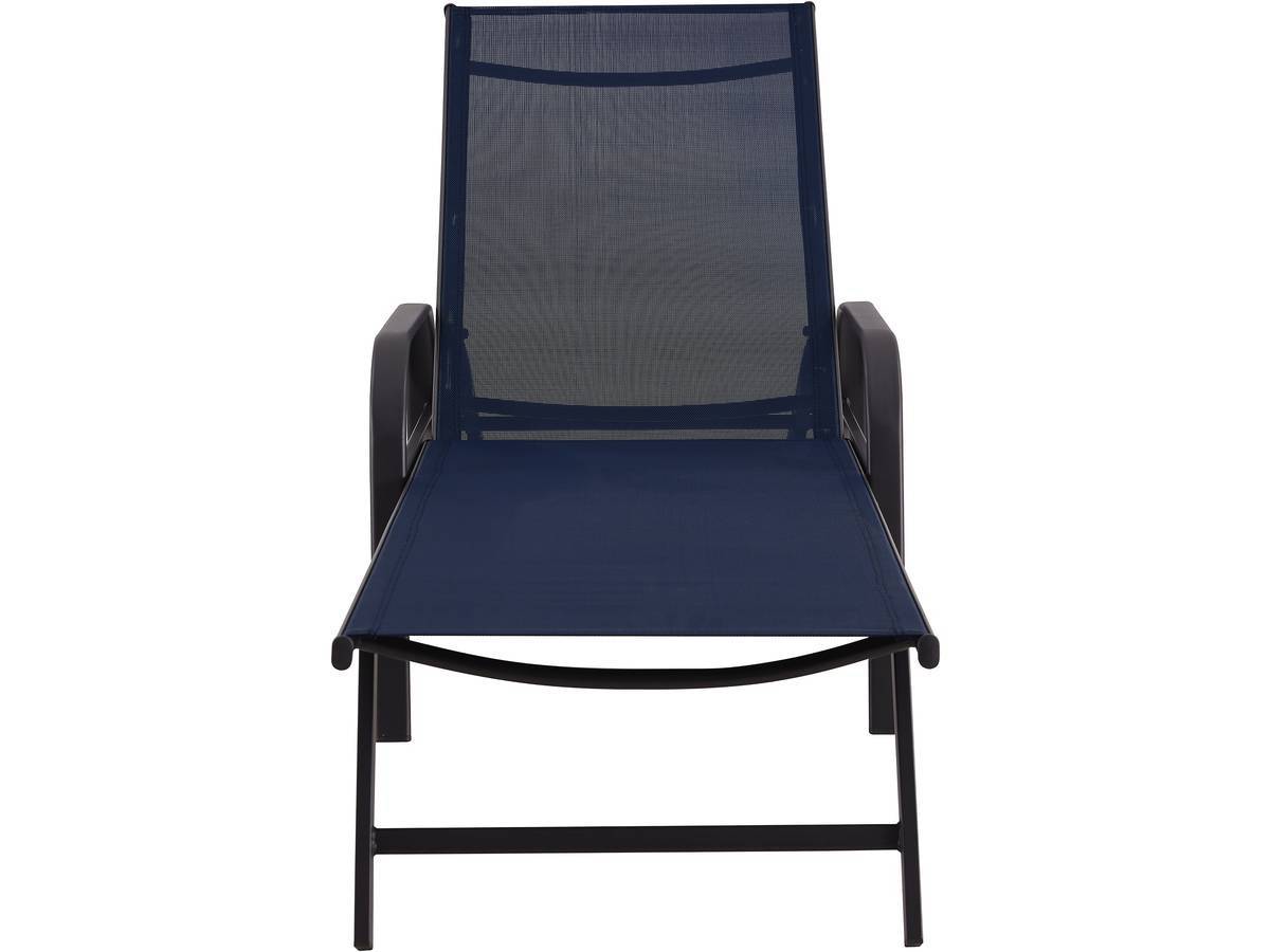 Lot De 2 Bains De Soleil En Métal Avec Accoudoirs "farniente" - Bleu Nuit -habitat Et Jardin - Image 2