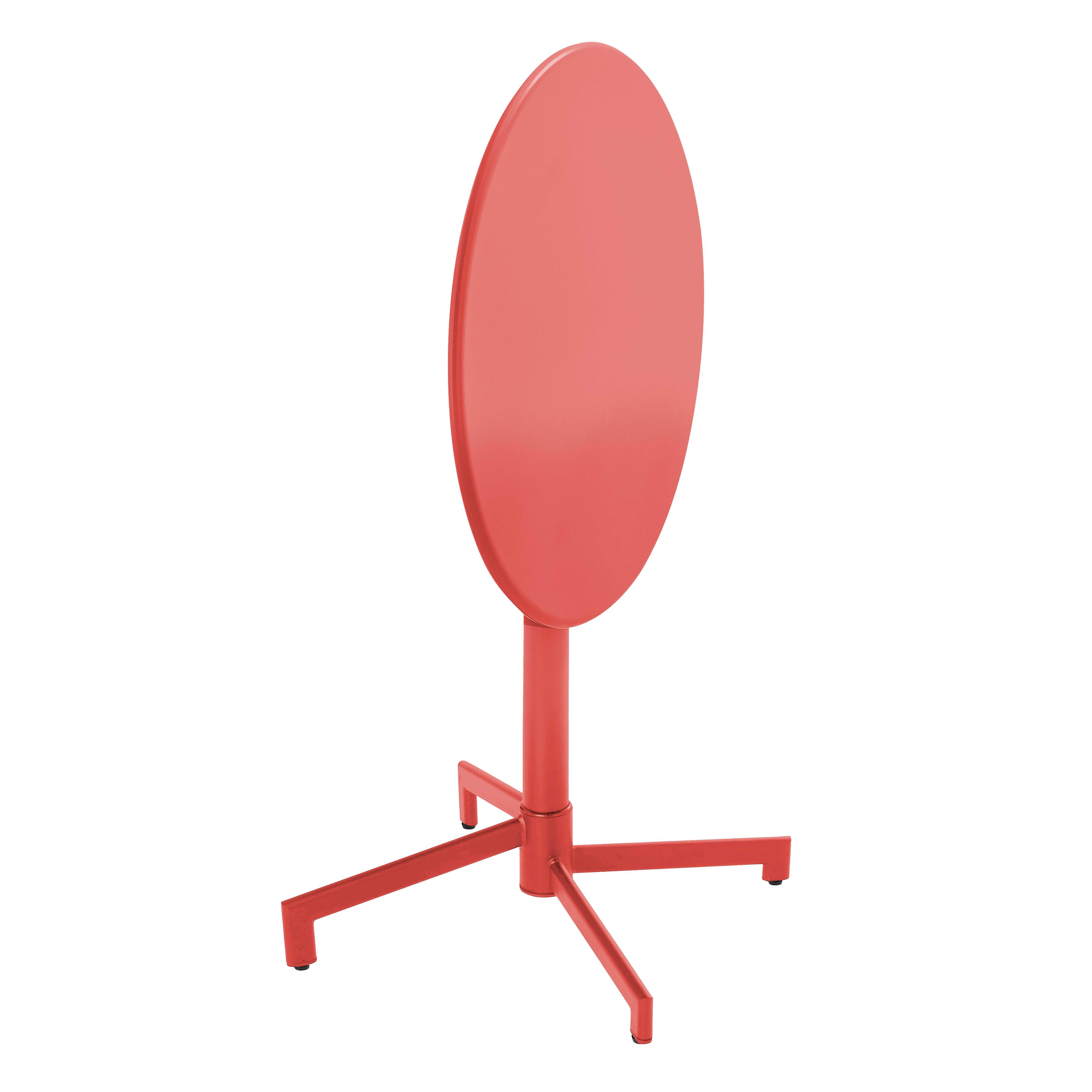 Oviala - Table de jardin ronde bistrot avec plateau rabattable 70 cm rouge Palavas - Oviala - Image 5