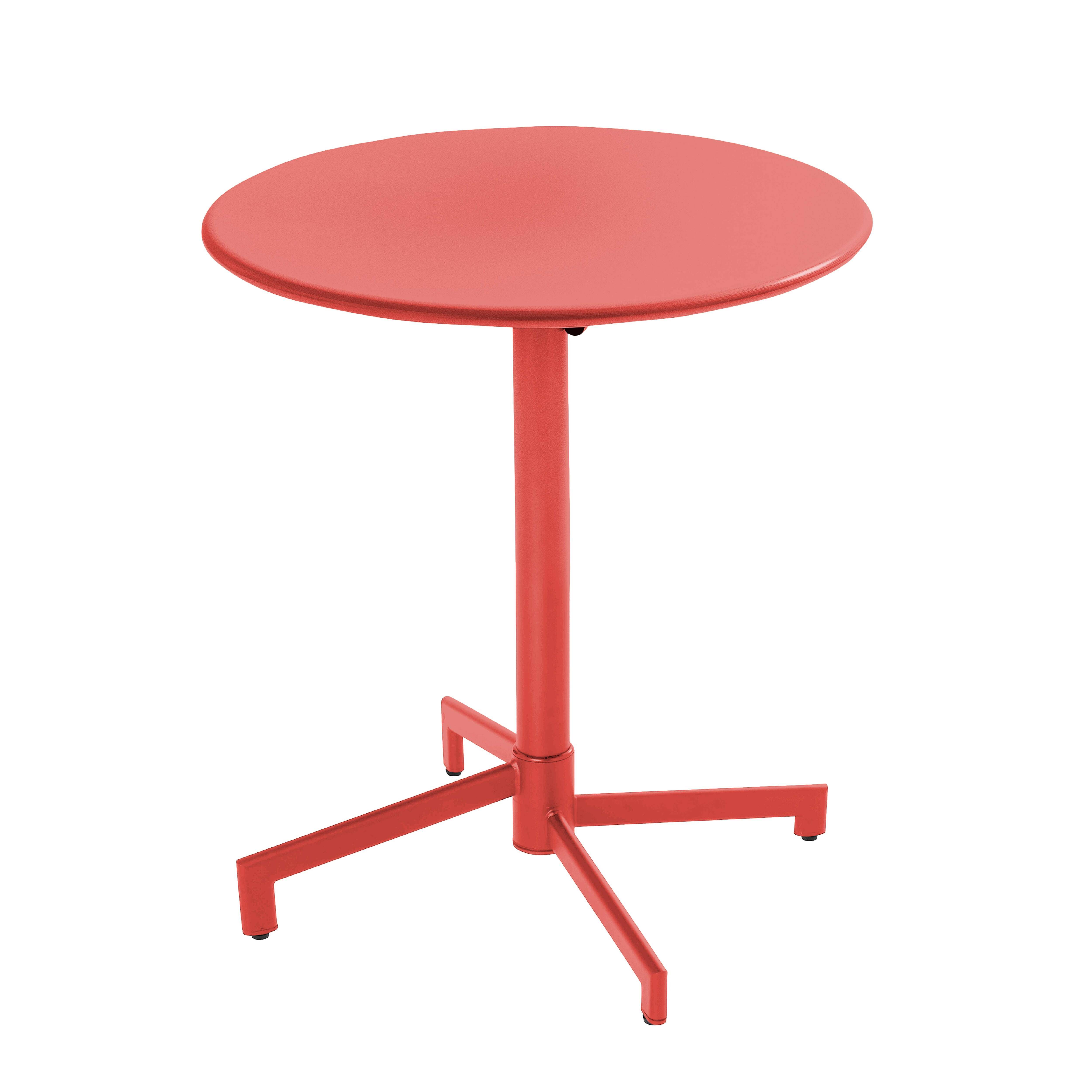 Oviala - Table de jardin ronde bistrot avec plateau rabattable 70 cm rouge Palavas - Oviala - Image 1