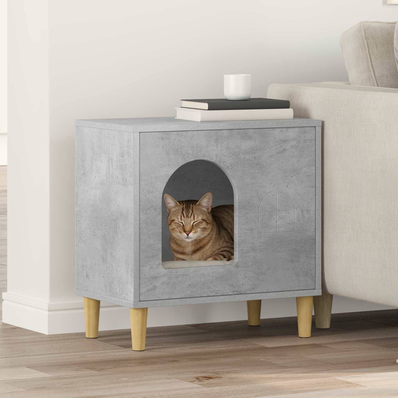 Vidaxl - Maison pour chat Béton 51 x 30 x 52 cm Bois d'ingénierie vidaXL 8000665 - Image 1