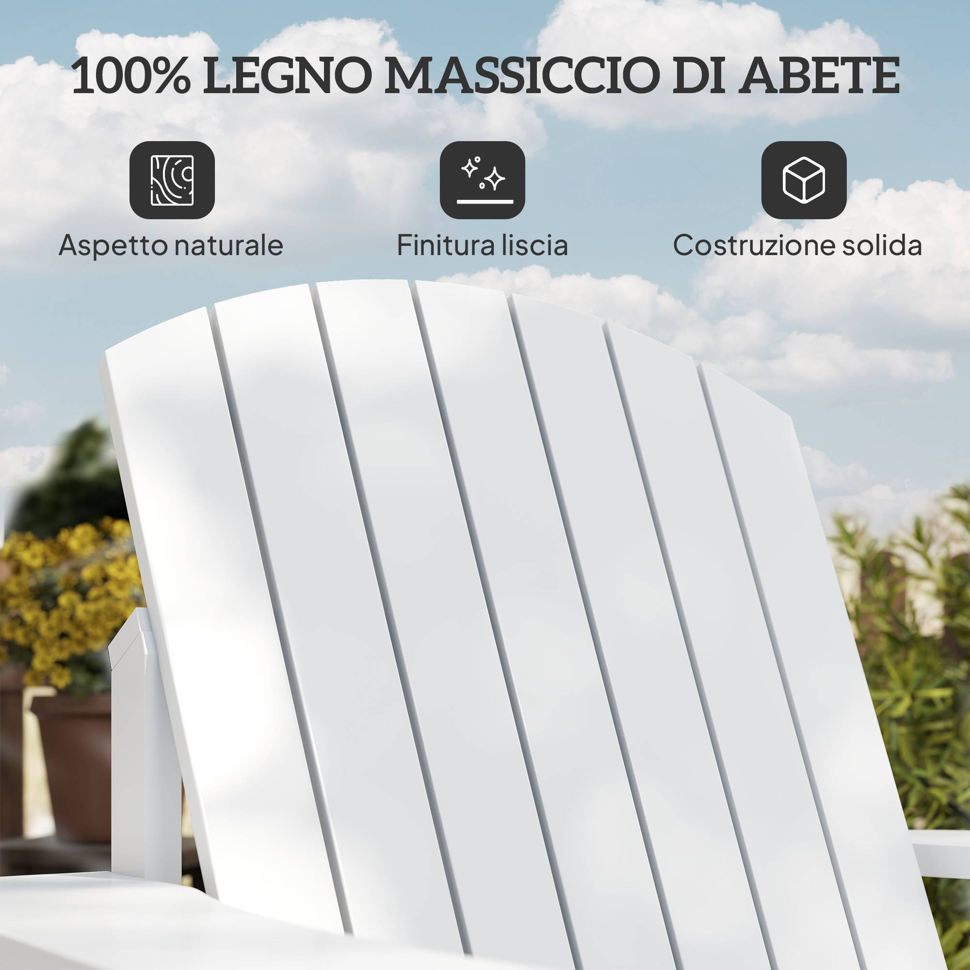 Fauteuil de jardin Adirondack bois balcon terrasse porte-gobelet intégré 97x72.5x93cm blanc - ComfortXL Outdoor Living - Image 8