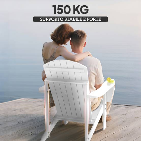 Fauteuil de jardin Adirondack bois balcon terrasse porte-gobelet intégré 97x72.5x93cm blanc - ComfortXL Outdoor Living - Image 9