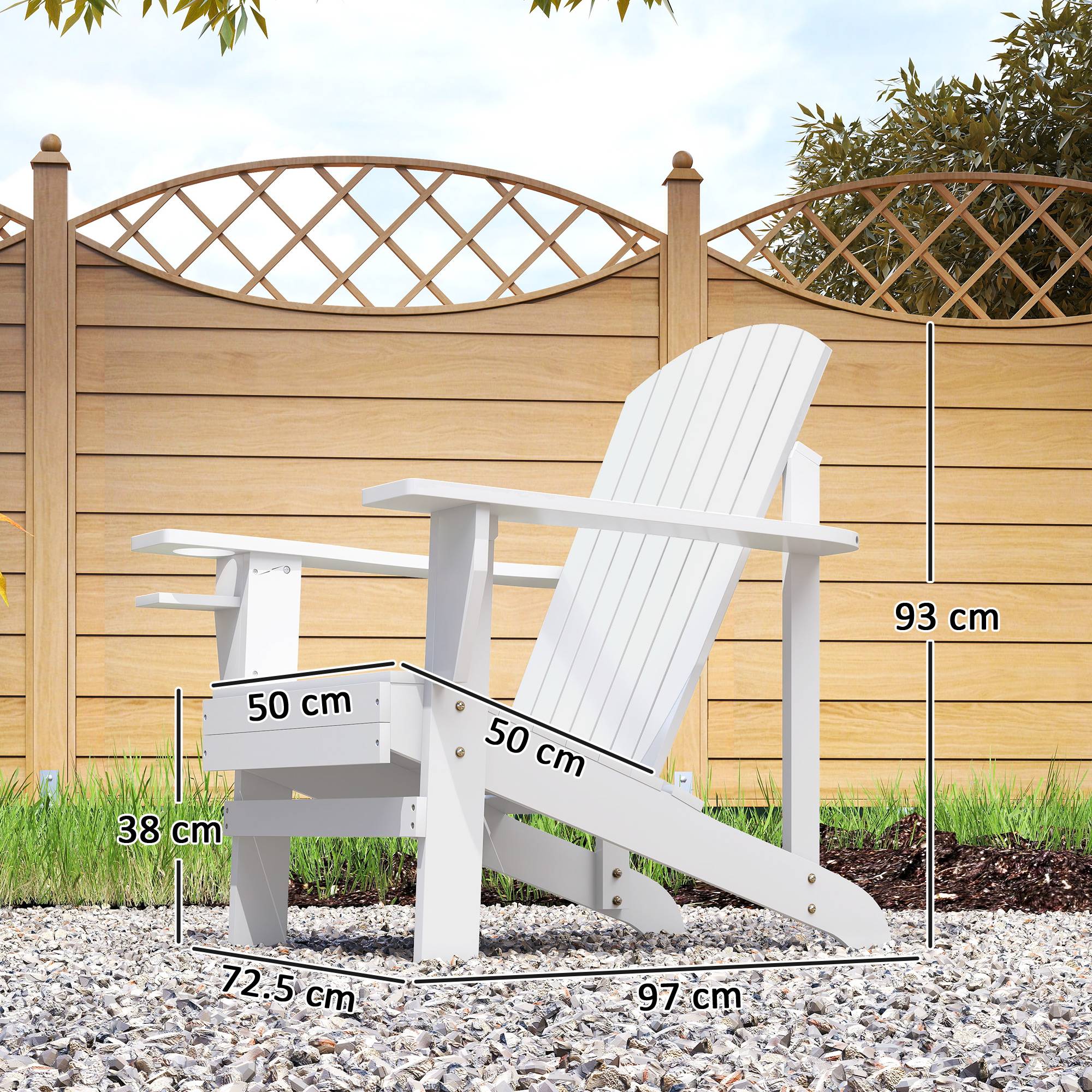 Fauteuil de jardin Adirondack bois balcon terrasse porte-gobelet intégré 97x72.5x93cm blanc - ComfortXL Outdoor Living - Image 5