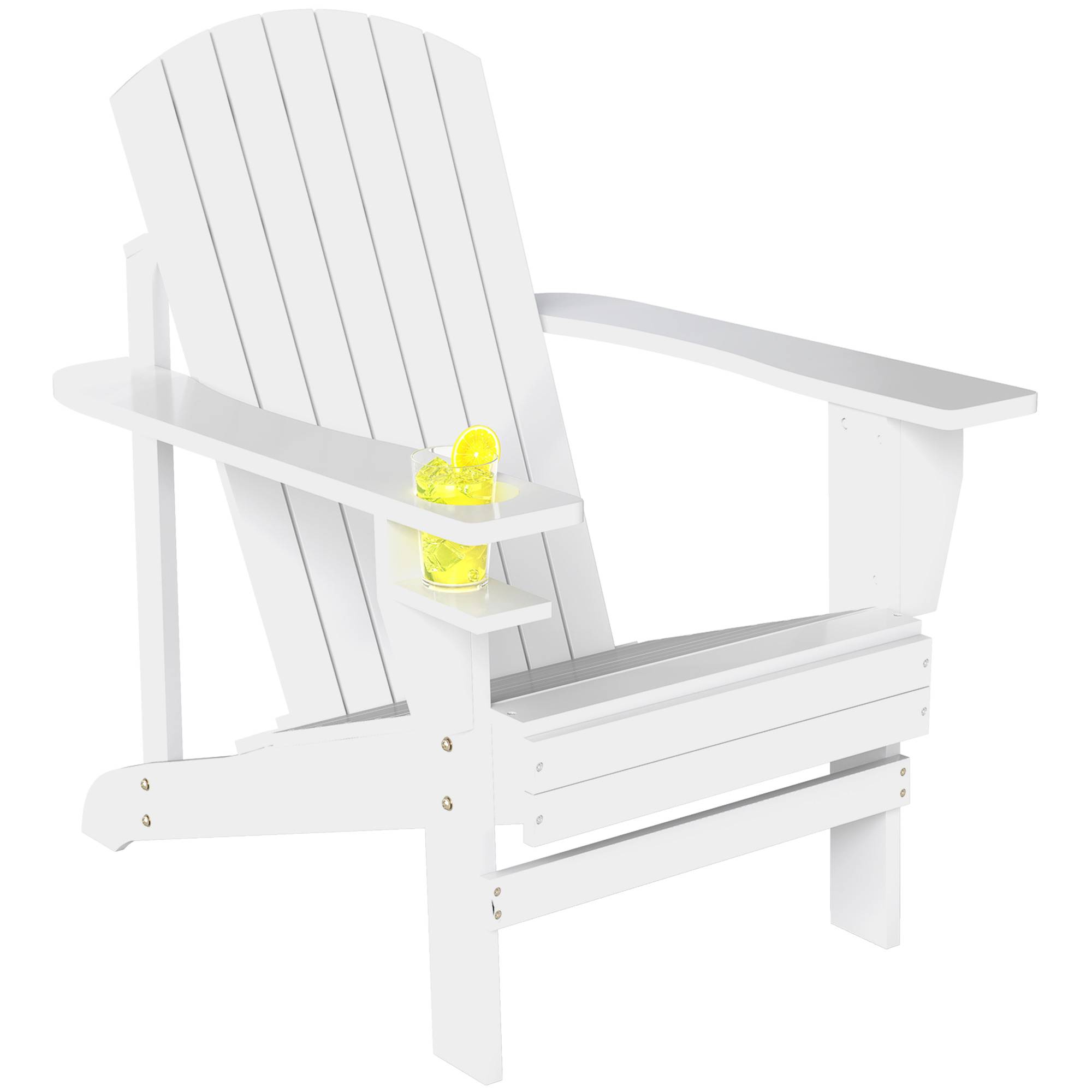 Fauteuil de jardin Adirondack bois balcon terrasse porte-gobelet intégré 97x72.5x93cm blanc - ComfortXL Outdoor Living - Image 2