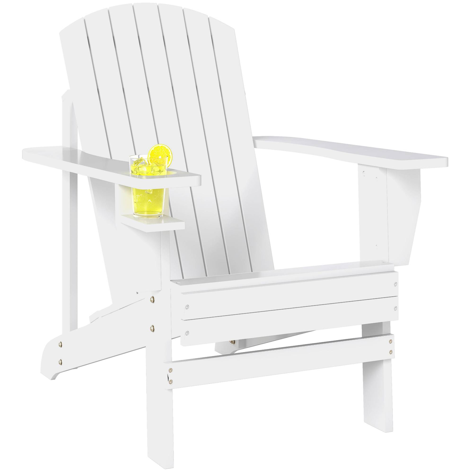 Fauteuil de jardin Adirondack bois balcon terrasse porte-gobelet intégré 97x72.5x93cm blanc - ComfortXL Outdoor Living - Image 1