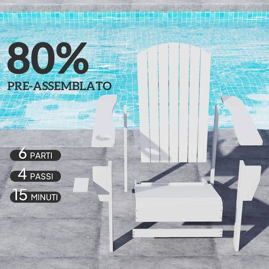 Fauteuil de jardin Adirondack bois balcon terrasse porte-gobelet intégré 97x72.5x93cm blanc - ComfortXL Outdoor Living - Image 7
