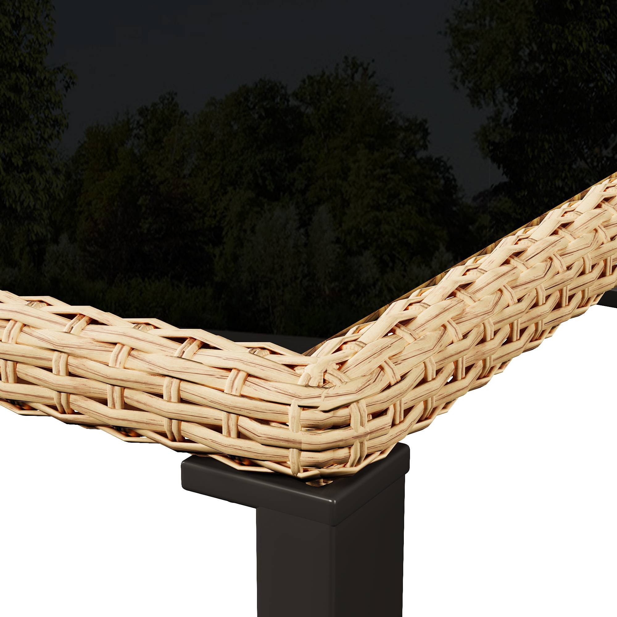 Set de jardin 6 places avec table en verre trempé, Rattan et tissu, Noir et Marron - PANGIVO - Image 9