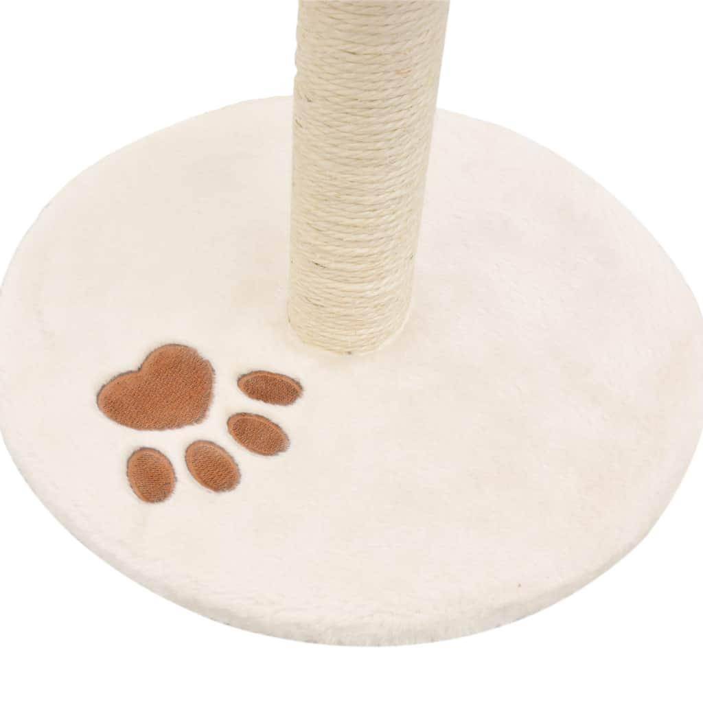 Helloshop26 - Arbre à chat griffoir grattoir niche jouet animaux peluché en sisal 40 cm beige et marron - Image 4