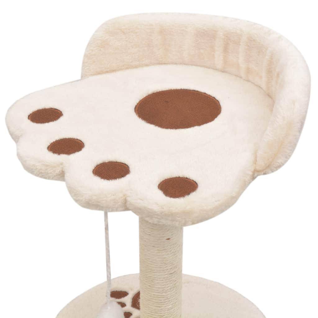 Helloshop26 - Arbre à chat griffoir grattoir niche jouet animaux peluché en sisal 40 cm beige et marron - Imagen 3